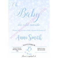 Winter Wonderland Baby Shower Invitation blue,(004)